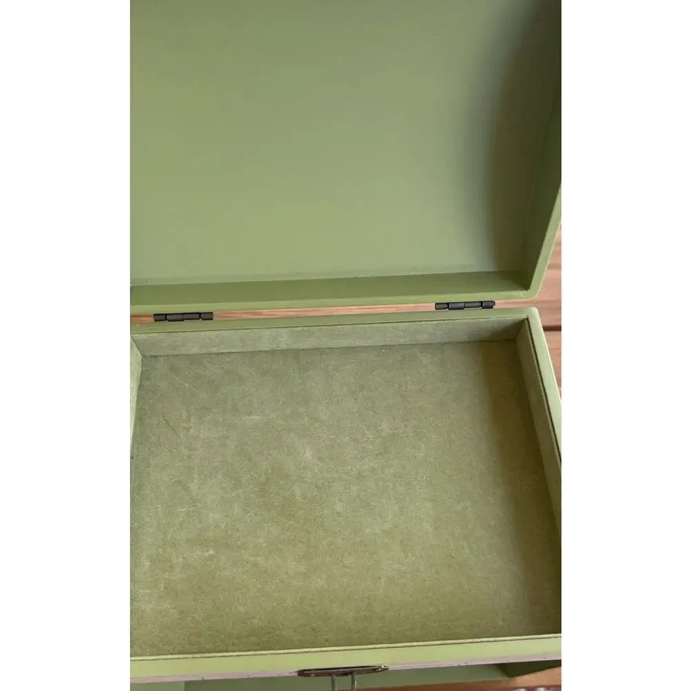 Vintage Faux wood Decorative Storage Bill Organizer Box Velvet Inside 9x9x7”